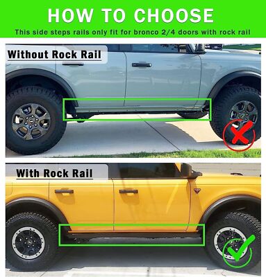Ford Bronco Rock Rail Steps Broaddict 4-Door Rock Rails Fit For