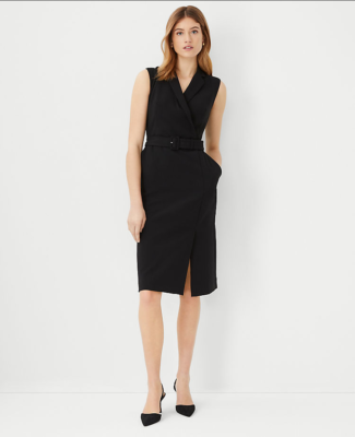 NEW ANN TAYLOR $149 BLACK BELTED LAPEL FLARE DRESS SZ XXL | eBay