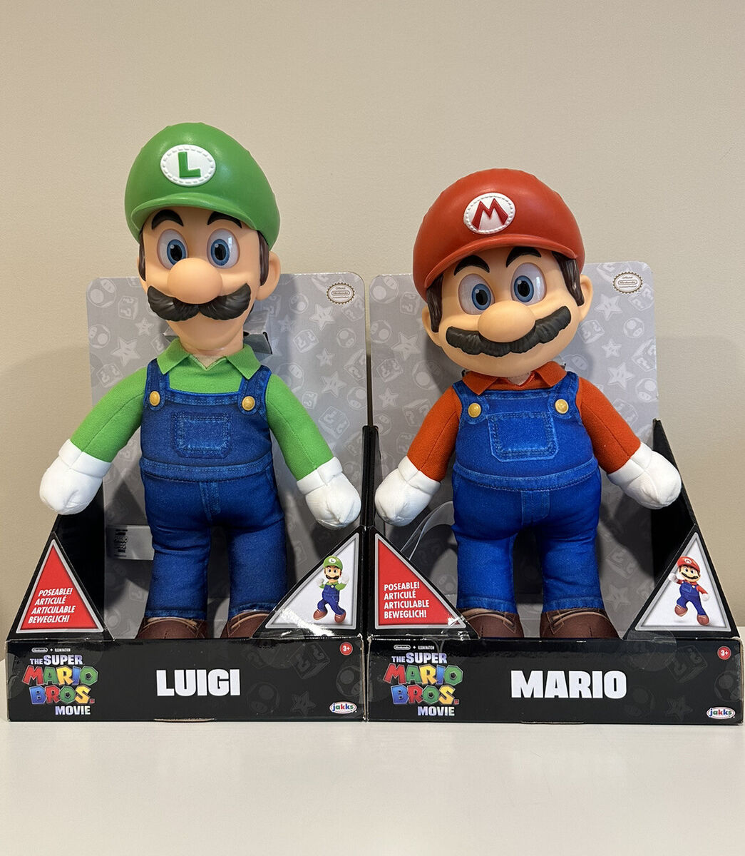 The Super Mario Bros Movie Mario and Luigi Poseable Plush Figures Set of 2  NEW