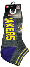 Official NBA Los Angeles Lakers Socks Mens 6-12 Low Cut 3 Pair 2 Grey 1 Black