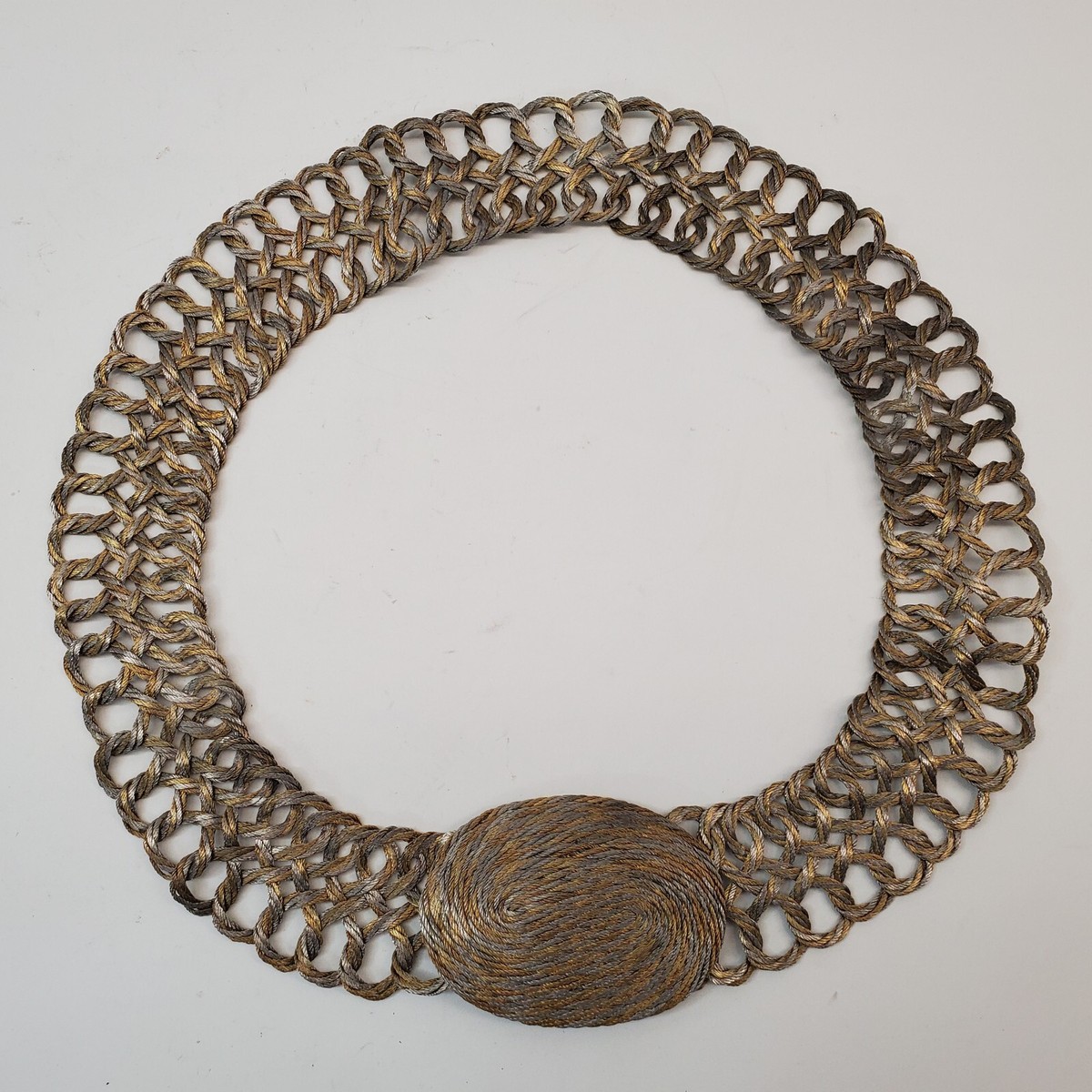 Vintage Silver Metal Wire Woven Belt Bohemian Made in Greece One Size Vintage Braided Wire Belt Made in Greece 36 main image 2