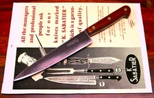 New Old Stock , SABATIER 7 in Slicing Knife . Carbon Steel. France 1950s RARE .
