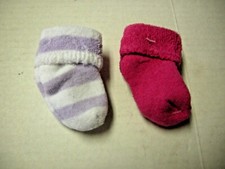 Socks/Booties, 2 Pairs, Girl, Solid  Stripe Designs, Cuff Style, 0-3 Mos.,New