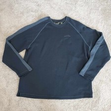 Eddie Bauer Sweatshirt Men XXL Crewneck Navy Blue Fleece Lined