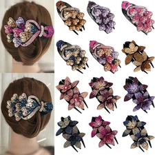 Crystal Hairpin Ponytail Clip Oversized Peacock Duckbill Clip Hair Accessori +