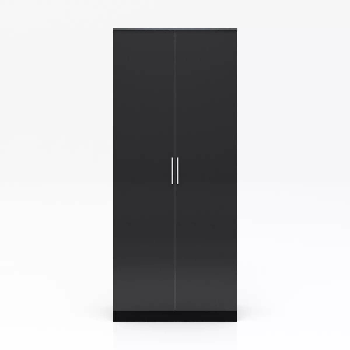 2 Door Wardrobe High Gloss Black Bedroom Furniture With Hanging