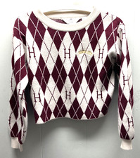 WB Wizarding World Youth Hogwarts Burgundy  Cream Argyle Sweater - Size 12-14