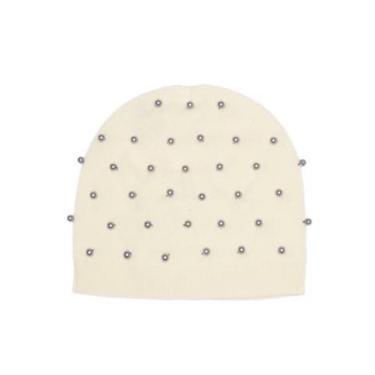 Quinn Cream Grey Pearl Trim Cashmere Beanie NWT Quinn Cream Grey Pearl Trim Cashmere Beanie | eBay main image 3