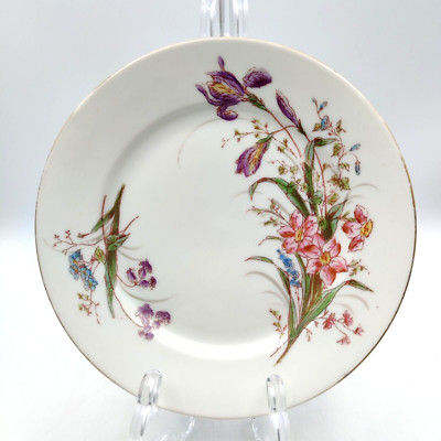 Antique T&V Limoges France Hand Painted Floral Salad Plate Gold Trim 7.25''
