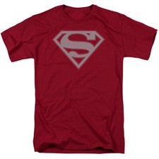 SUPERMAN CRIMSON GRAY SHIELD Licensed Adult Men's Graphic Tee Shirt SM-3XL