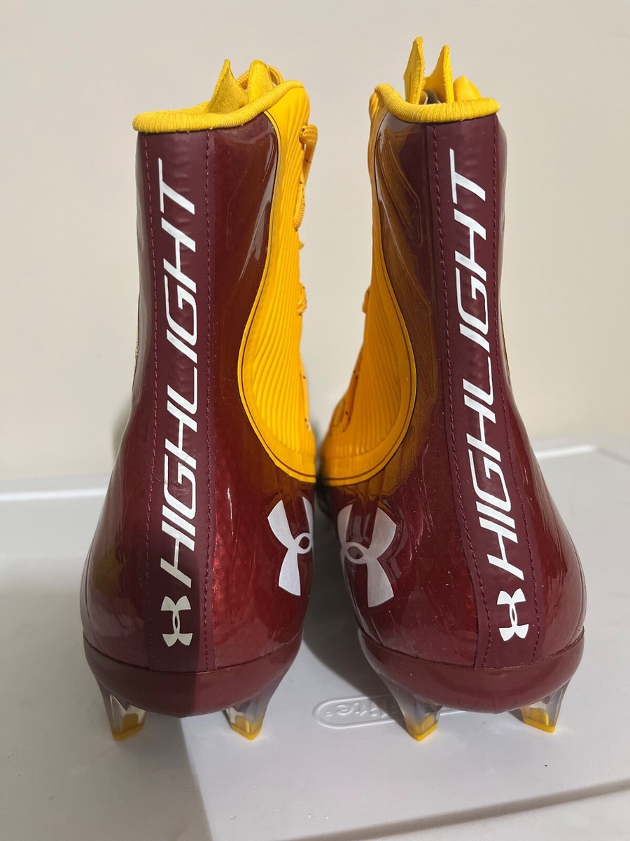 Under Armour Highlight MC Football Cleats Sz 13 Rare Cardinal Gold Swirl Ltd Ed. Under armour 13 US Gold Football Shoes & Cleats for Men for  main image 3