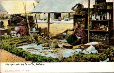 Postcard Un Mercado El la Calle Mexico