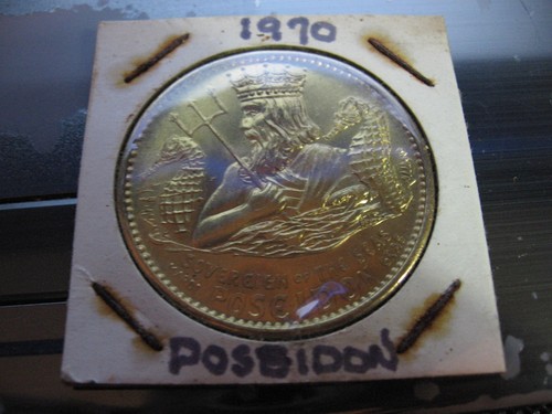 1970 poseidon dutch indiaman wood sailing ship heavy bronze mardi gras Doubloon