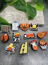 12 PC Sports Basketball  Decoration Charms-Clogs Jigs Bubble Slides A4694