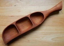 Handcrafted 3-Compartment Wood Snack Tray