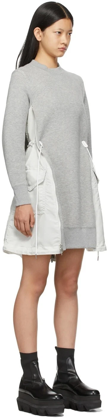 NWT Sacai MA 1 Side Gusset Long Sleeve Sponge Minidress Size 1 XS S $MSRP 785