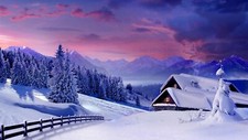 Landscape snow winter nature cold ice house mountains Custom Gaming Mat Desk