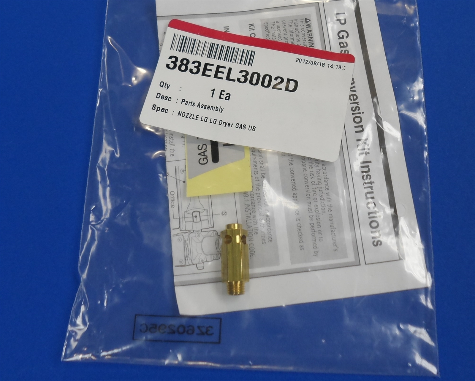 383EEL3002R LG 383EEL3002D Gas Dryer LP Conversion Kit NEW OEM