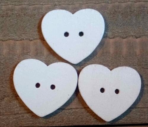 3 Floral Heart Sewing Buttons Crafting Wood 2 Hole 1" - Picture 2 of 2