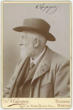 Cabinet Guesquin Circa 1900. the Painter Henri Harpignies. Dédicace. Autograph