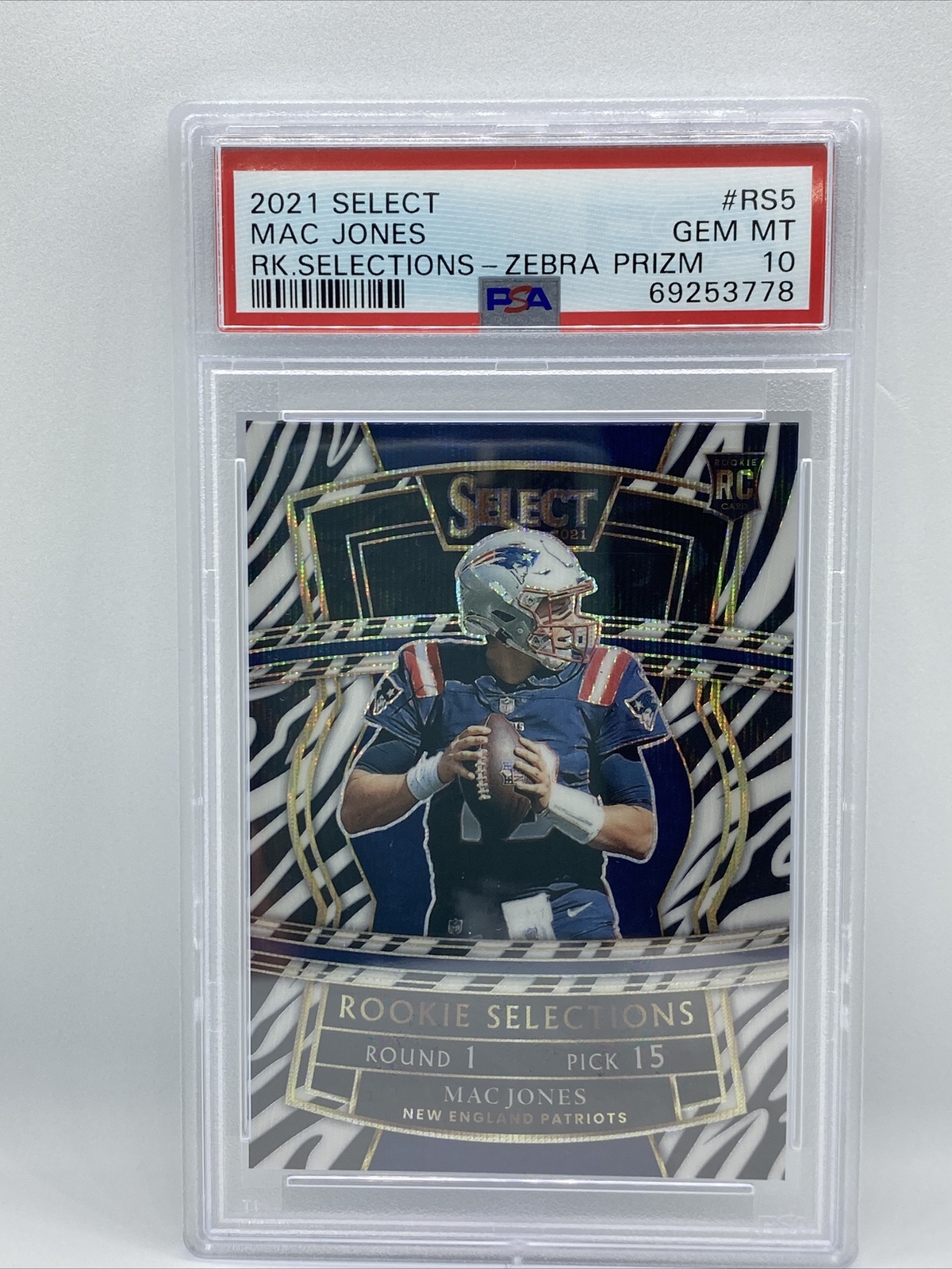 Mac Jones Panini Select Rookie Selections #RS5 Zebra
