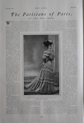 1904 PRINT PARISIAN FASHION DOG SHOW - NACHMITTAGSKLEID GRAU SEIDE VON DRECOLL