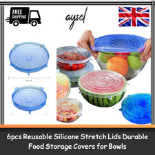 6pcs Reusable Silicone Stretch Lids Durable Food Storage Covers for Bowls