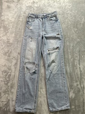 PacSun Womens Sz 27 Jeans Blue 90's Boyfriend High Rise Long Surf Grunge Baggy