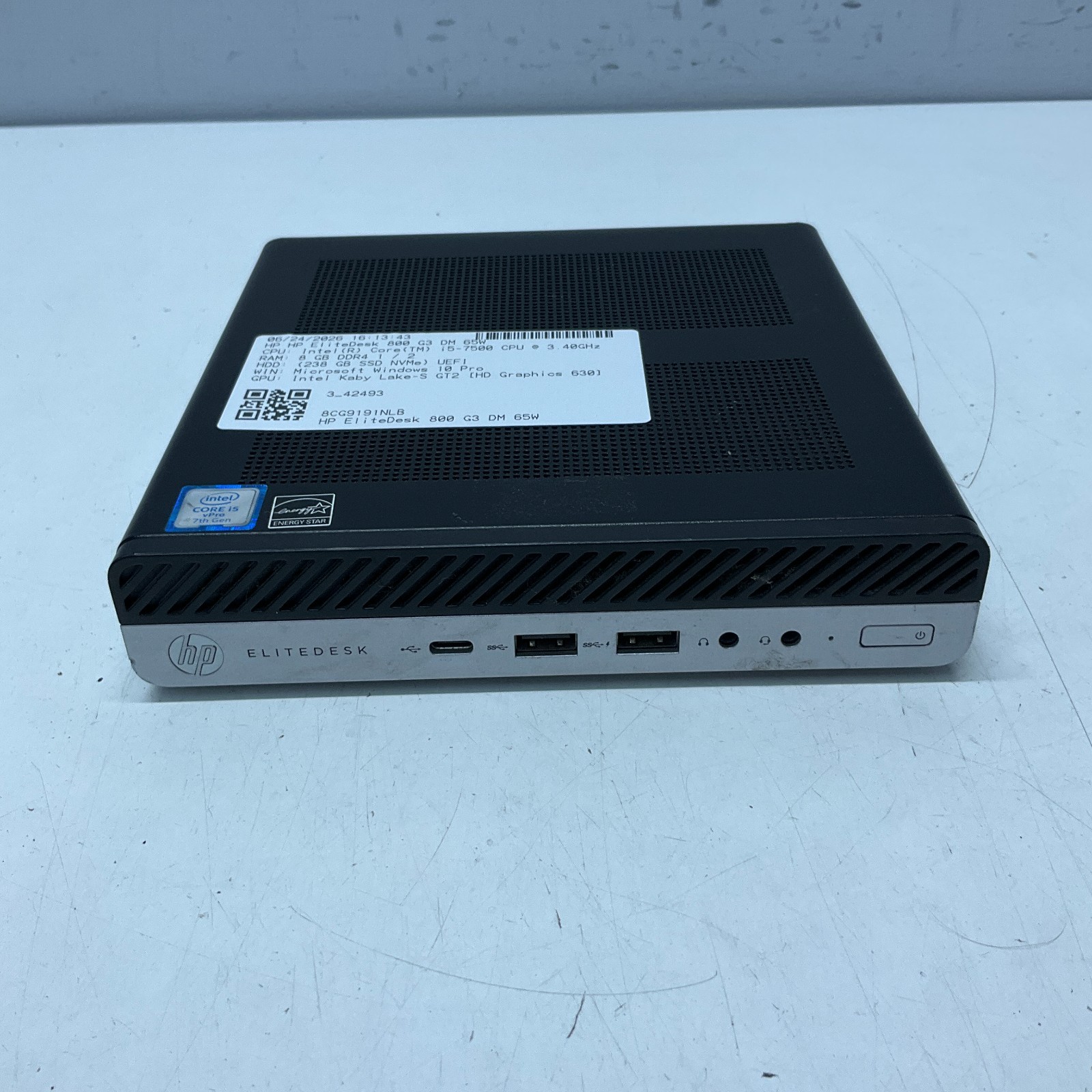 HP EliteDesk 800 G3 DM 65W Mini PC - i5-7500 / 8GB RAM/256GB SSD Windows 10 Pro