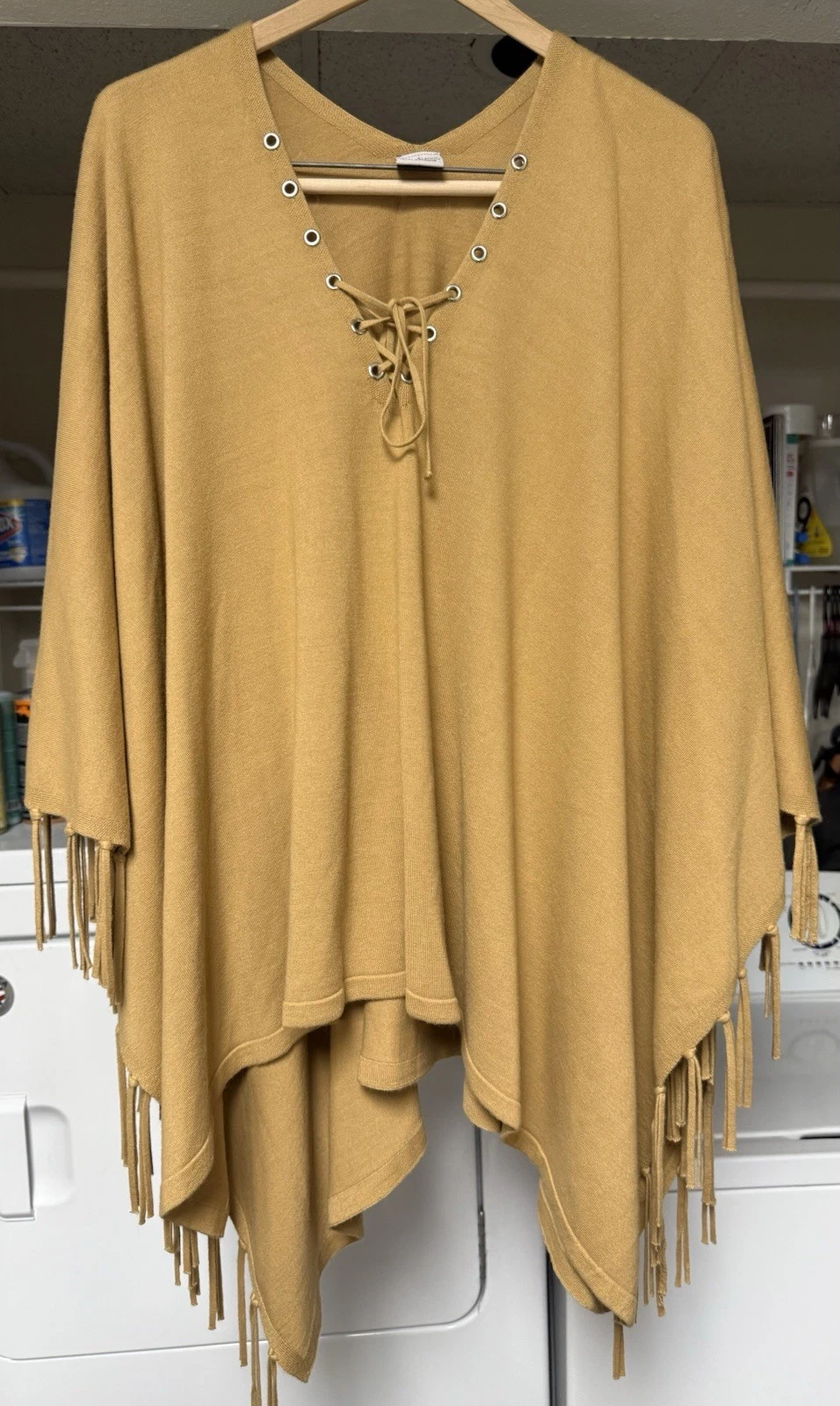 Shannie Girl Poncho Fringe Tie Cheyenne V-Neck Southwestern Rodeo Boho Women OS