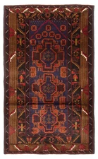 Vintage 2'11" x 5'0" Geometric Hand-Knotted Carpet Traditional Wool Area Rug