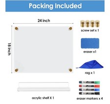 MaxGear 18x24 Acrylic Dry Erase Board Clear Wall Mount w/ Markers NEW