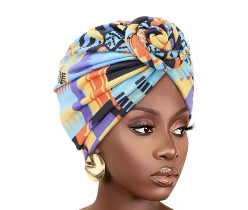 Women’s Multicolor Geometric Turban Headwrap Hat, Casual Wear, One Size