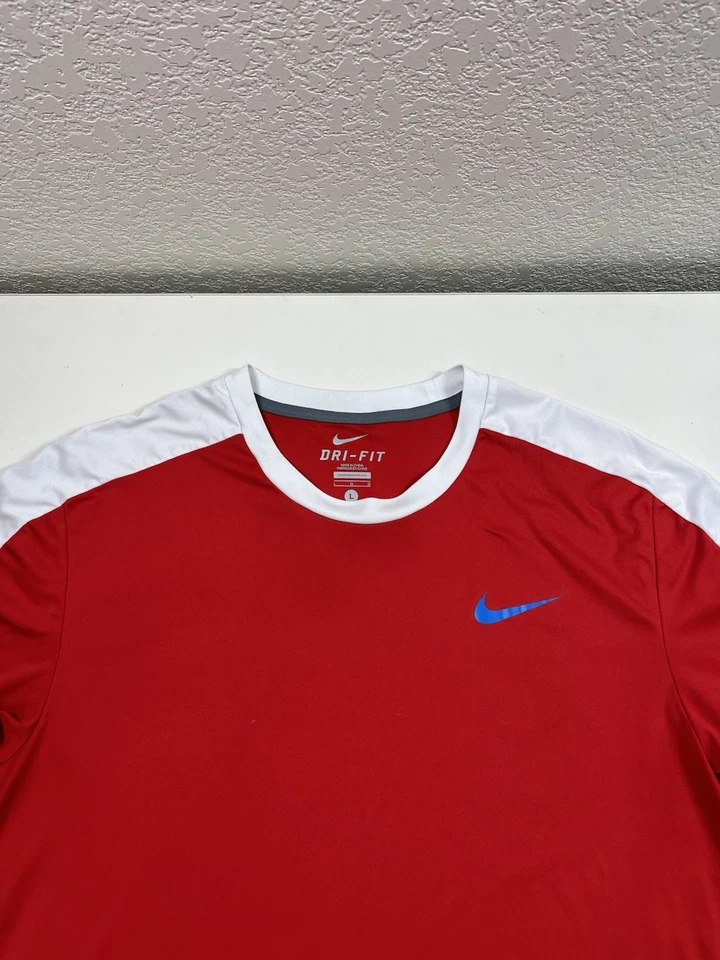 Camisa masculina vermelha Nike Dri-Fit tênis atlético academia G grande - Imagem 3 de 4