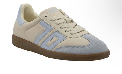 Back 70  Suede Low Top Lace-Up Sneakers Beige/Light Blue Gum Sole