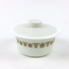 Vintage Pyrex #75 Butterfly Gold Butter Tub with Lid MCM Milk Glass Retro 1970s