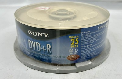 Sony DVD+R Spindle 25 Pack 8X 4.7GB 120 Min Brand New Sealed Brand New