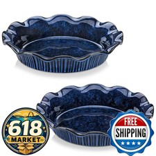 Vancasso 9 Inch Pie Pans For Baking Set Of 2, Ceramic Deep Pie Dish