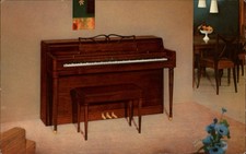 Wurlitzer Piano Model 2020 Mahogany Finish Mid-Century Modern postcard u875