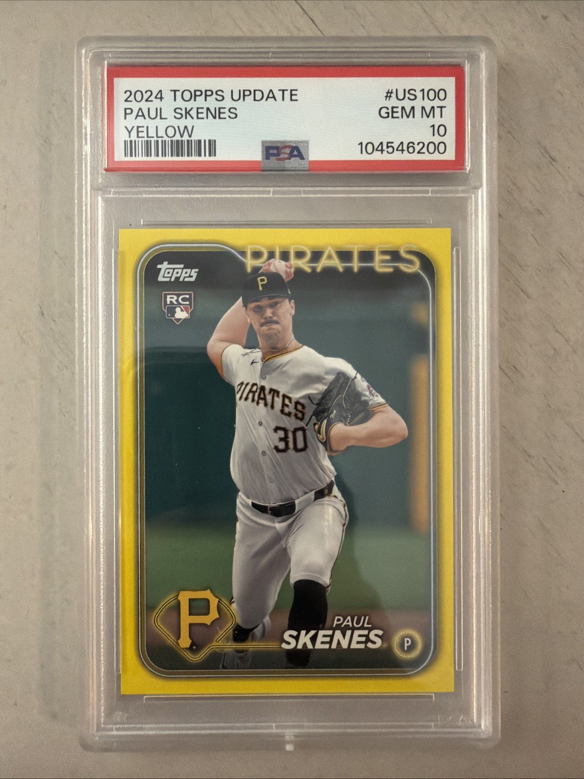 2024 Topps Update Series - Paul Skenes #US100 Yellow PSA 10 Rookie (RC)