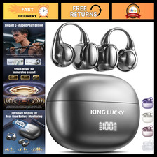 Open-Ear Wireless Bluetooth 6.0 Earbuds, 50H Playtime, IPX5 Waterproof, Mic, Sec