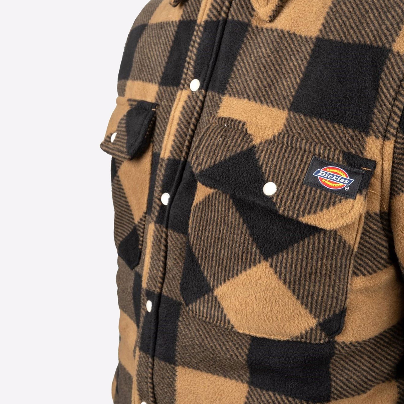 Dickies Portland Mens Lumberjack Padded Fleece Shirt Khaki image 5
