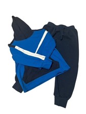 Boys Hooded 2 Tone Blue Sweatsuit-Size 4 Top/Size 6 Pant-Elastic Waist