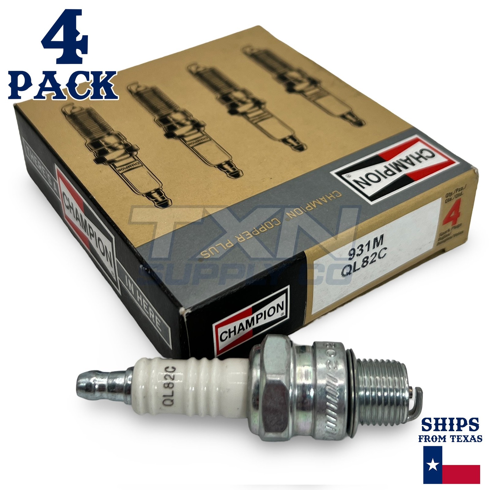 Champion 931M Marine Spark Plug QL82C - 4 Pack