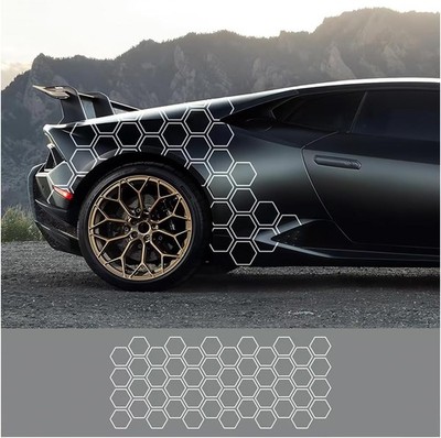 Car Door Side Decals Automotive Body Self-Adhesive Waterproof DIY Hexagon Patter