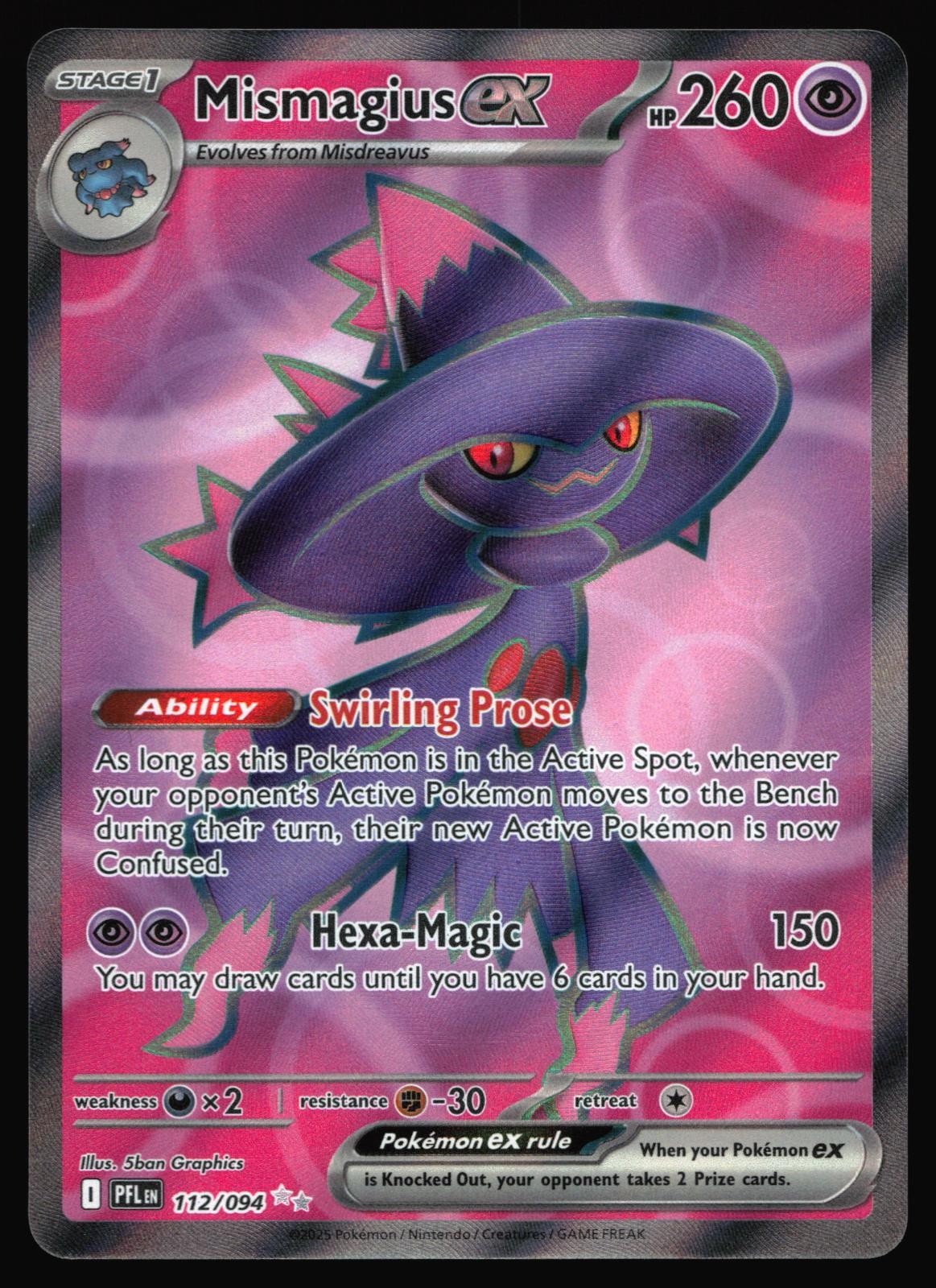 Mismagius ex 112/094 - Holo (NM) - Pokemon: Phantasmal Flames - Ultra Rare