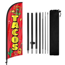 Tacos Feather Flag with Pole Kit 8Ft, Mexican Food Swooper Flag Sign for Food...