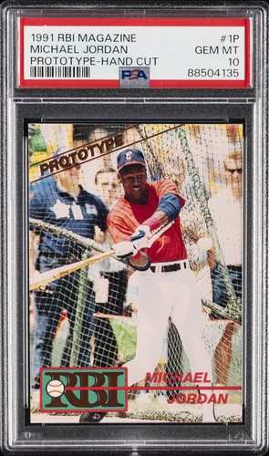 1991 RBI MAGAZINE PROTOTYPE HAND CUT #1P MICHAEL JORDAN PSA 10
