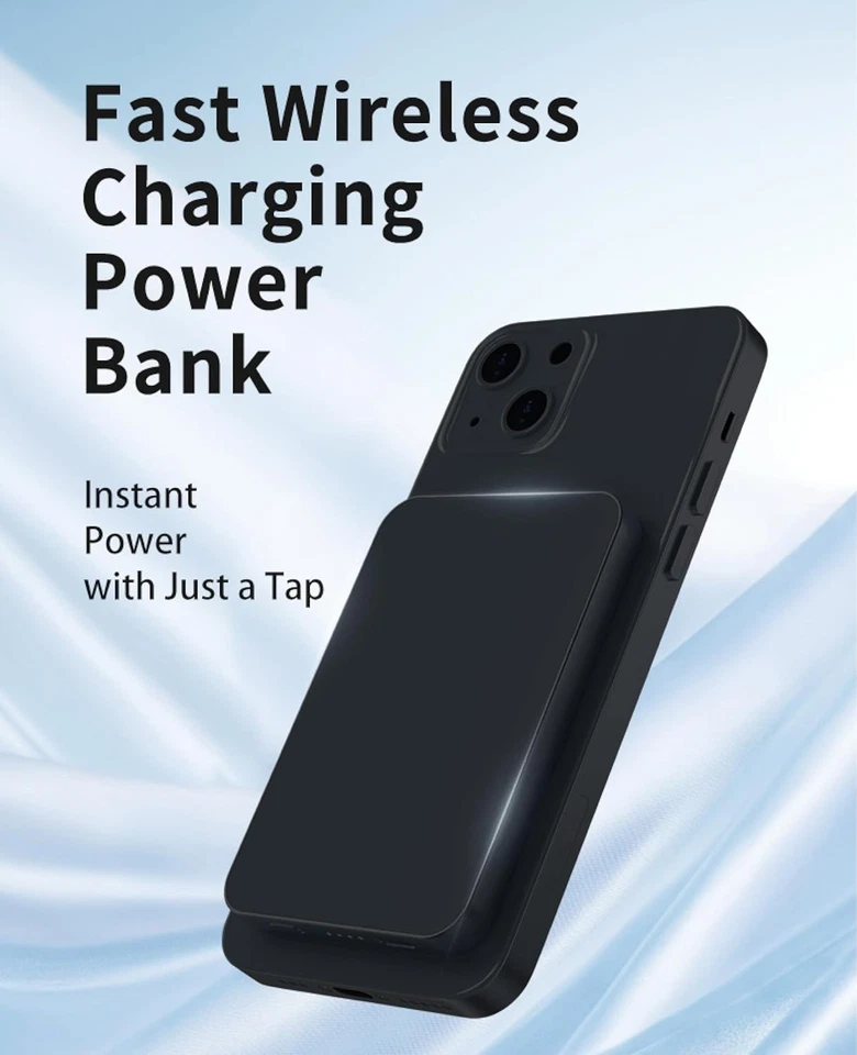 Магнитное беспроводное зарядное устройство 5000 мАч 20 Вт USB-C 15 Вт банк питания для iPhone 17–12 - Изображение 2 из 4