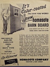 1963 Homasote Co Print Ad - Trenton NJ Color-Coated Barn Board Red Green White 